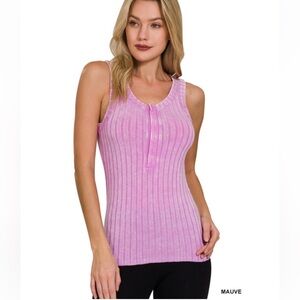 243 🇺🇸 Zenana mauve WASHED RIBBED SCOOP
NECK HENRY TANK TOP